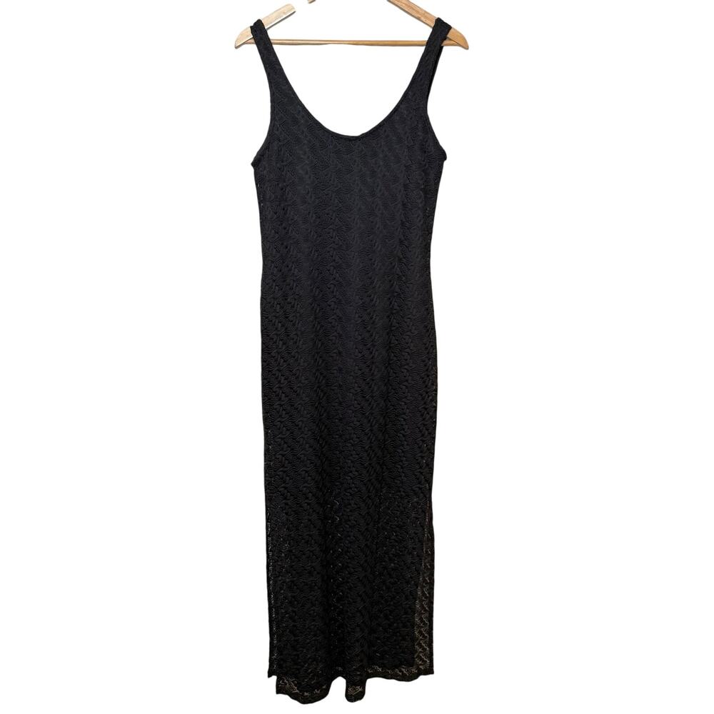 Apt 9 Maxi Tank Dress Lace Short Slip Summer Scoop Neck Black Women's Medium